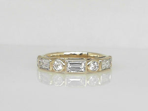 Yellow Gold Round and Baguette Diamond Band
