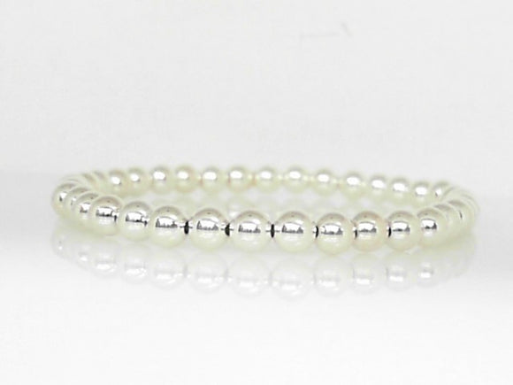 Sterling Silver 5mm Beaded Stretch Bracelet