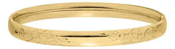 Sterling Silver/Gold Filled Floral Bangle Bracelet 7