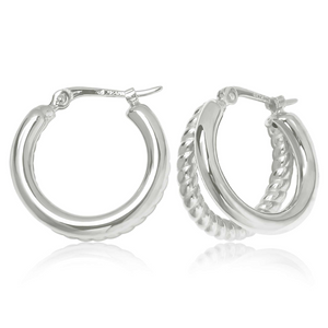 Sterling Silver Small Double Twist Hoop Earrings