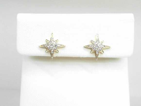 Yellow Gold North Star Shaped Diamond Studs