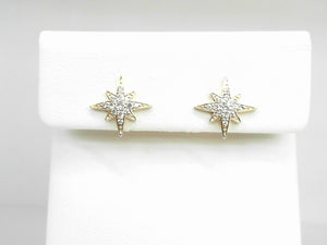 Yellow Gold North Star Shaped Diamond Studs