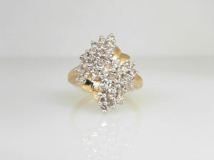 Yellow Gold Diamond Cluster Ring