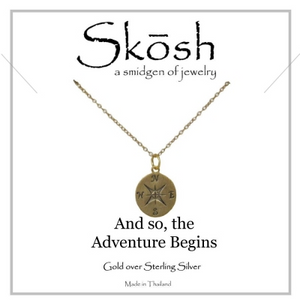Skosh Gold Plated Antique Compass 16+2" Necklace