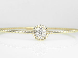 14k Yellow Gold Diamond Beaded Bangle Bracelet