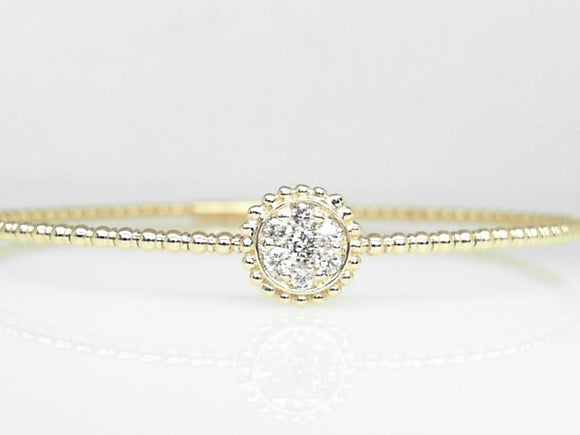 14k Yellow Gold Diamond Beaded Bangle Bracelet