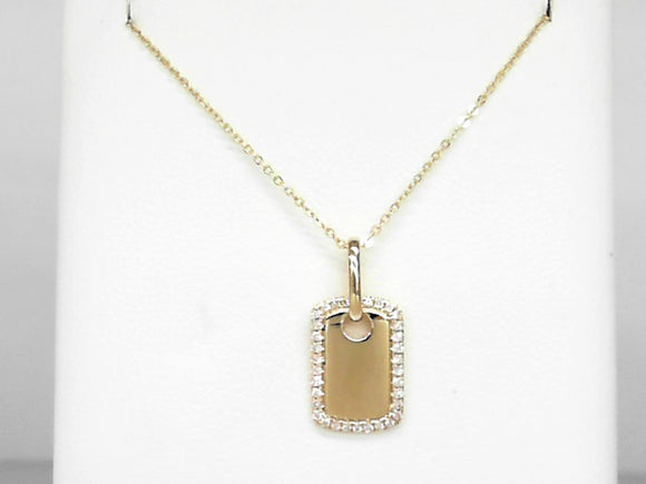 14K  YG .12 CTW Diamond Tag Necklace