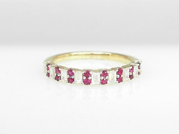 14k Yellow Gold Ruby and Diamond Band