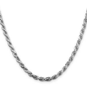 Sterling Silver/Rhodium Plated 3.75mm D/C Rope Chain 22"