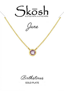 Skosh Gold Plated Bezel Set Birthstone Necklace- June