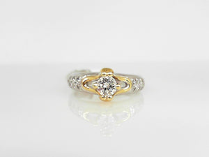 Two-Tone Diamond Engagement Ring with Round Center