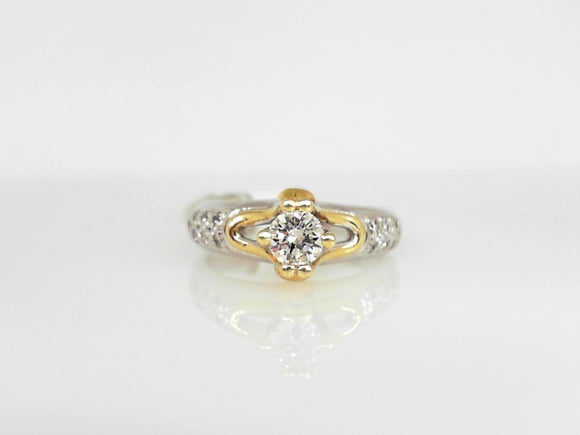 Two-Tone Diamond Engagement Ring with Round Center