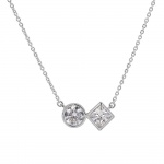 Sterling Silver Round and Princess Cut CZ Necklace