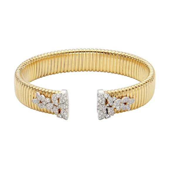 Charles Garnier Sterling Silver Gold Plate CZ Cuff Bracelet