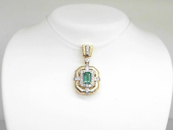 Two-Tone Emerald and Diamond Pendant
