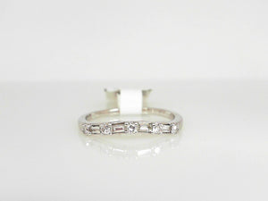 White Gold Round and Baguette Diamond Band