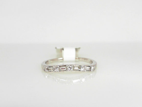 White Gold Round and Baguette Diamond Band