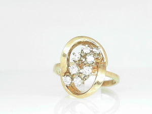 Yellow Gold Freeform Diamond Cluster Ring