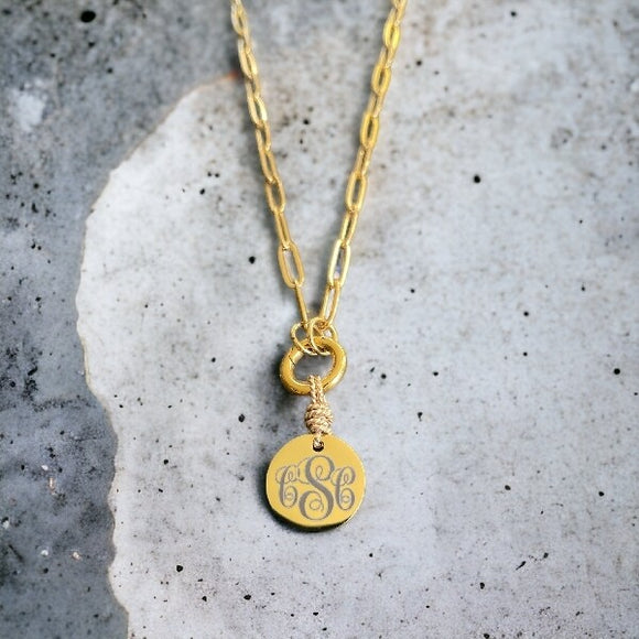 Earth Grace Large Round Monogrammable Necklace