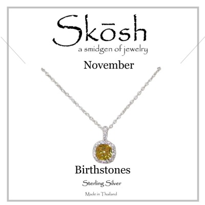Skosh November Birthstone Necklace with CZ Halo