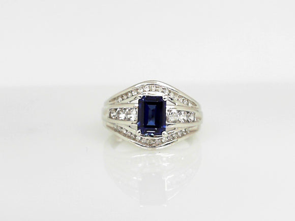 White Gold Created Sapphire Ring