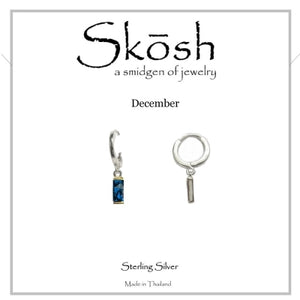 Skosh Sterling Silver "December" Huggie Birthstone Earrings