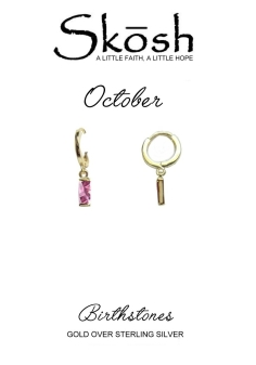 Skosh Gold Plate October Baguette Birthstone Huggie Earrings