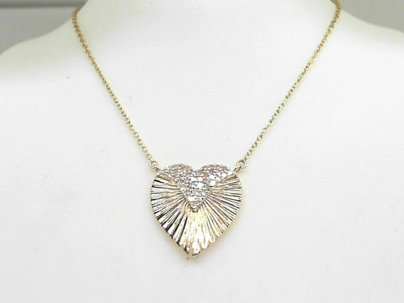 14k Yellow Gold Diamond (0.22ct) Heart Pendant with Chain