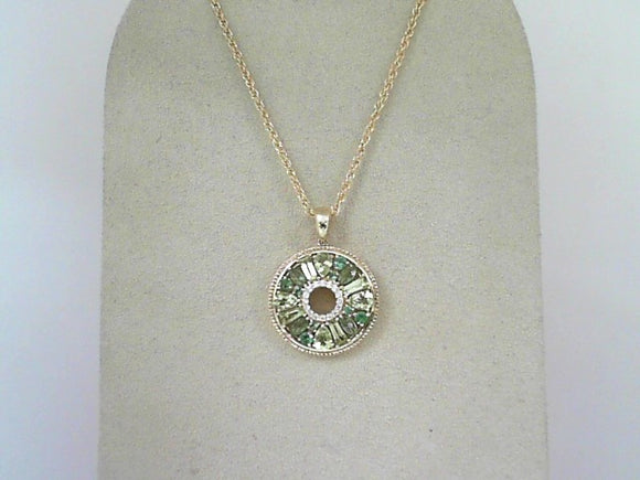Yellow Gold Peridot and Tsavorite Garnet Multi-Shape Necklace