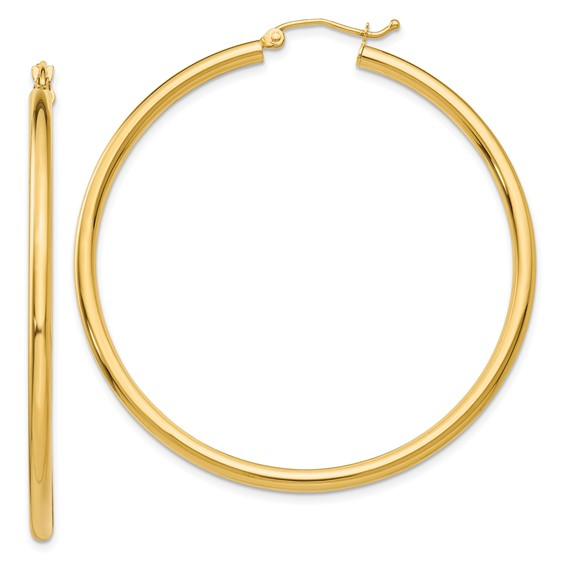 10k Yellow Gold 2.5mm Lightweight Hoop Earrings
