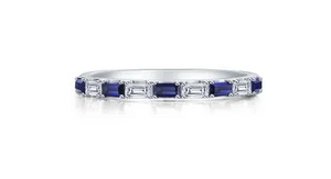 Lafonn Simulated Diamond/Sapphire Stackable Baguette Band