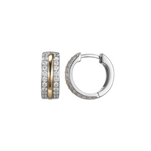 Sterling Silver Gold Plated 14mm CZ Hoop Earrings