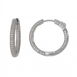Sterling Silver Inside-Out Pave CZ Hoop Earrings