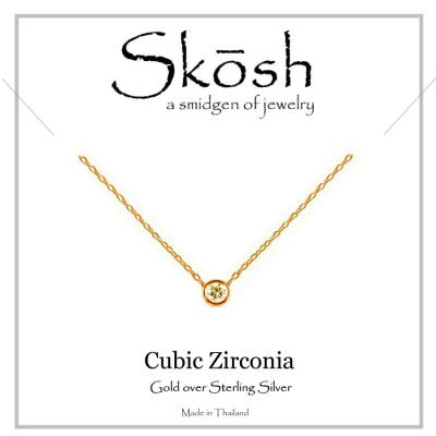 Skosh Gold Plated Silver Bezel Set CZ Necklace 16