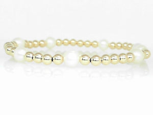 Gold Filled 4mm Beaded Pearl Stretch Bracelet
