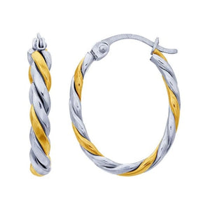 Two-Tone Sterling Silver/Gold Filled Flat Twisted Hoop