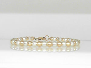 Vivi B "Meredith" Sterling Silver/Gold Filled Beaded Bracelet 7"