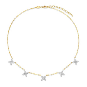 Charles Garnier Gold Plated CZ Station Paperclip Necklace