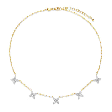 Charles Garnier Gold Plated CZ Station Paperclip Necklace