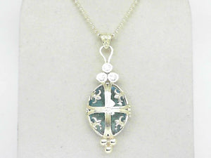 Green Gold Interchangable Necklace inspired by the Biltmore - comes with Blue Topaz, Opal, and Onyx