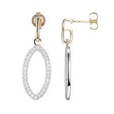 Charles Garnier Post Earrings with Oblong Shape CZ Dangle