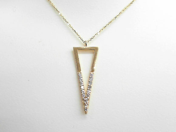 Yellow Gold Swarovski Crystal Triangle Pendant Necklace
