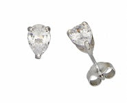 Sterling Silver 4MM Pear Shaped CZ Stud