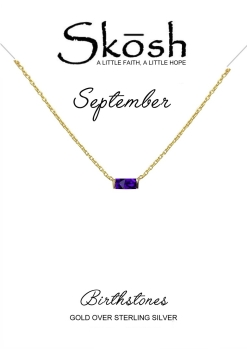 Skosh Gold Plated September Baguette Birthstone Necklace