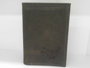 Gray Mallard Embossed Trifold Leather Wallet