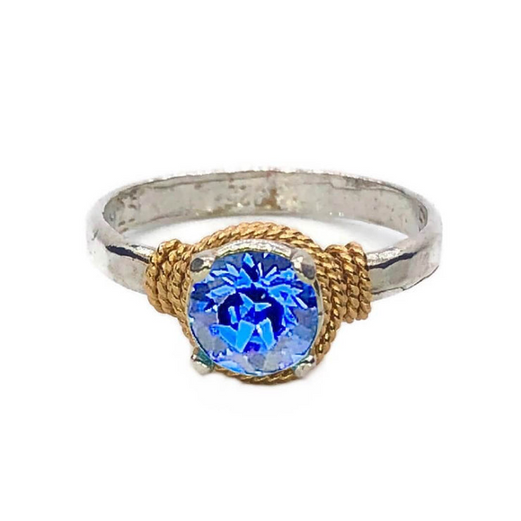 Sterling Silver Hand Hammered Birthstone Ring September Size 10