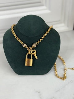 Gold Plated Long Crucible Authentic Louis Vuitton Lock Necklace