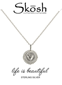Skosh Sterling Silver Plain Heart Disc Necklace