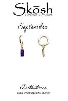 Skosh Gold Plate September Baguette Birthstone Huggie Earrings