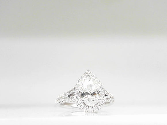 14k White Gold Pear Shape (1.02ct) Diamond (0.51ctw) Engagement Ring